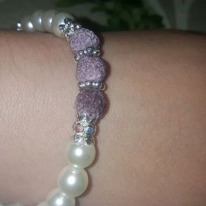 A pearl and lava bead bracelet